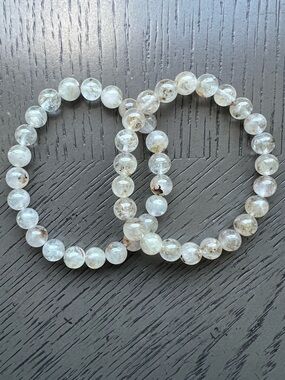 ( ONE ) HQ UV Reactive Herkimer Diamond bracelet 8mm SIZE 6.5’